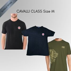 Cavalli Class Men's Black, Navy And Olive T-Shirt Set